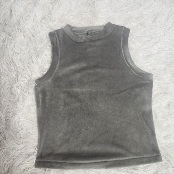 Skims Velour Crewneck Tank GUNMETAL High Neck Sleeveless Top Sz S/ NWT - Picture 5 of 9